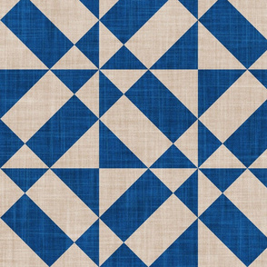 Large jumbo scale // Geometric Portuguese tiles inspiration 1 // classic blue and greige