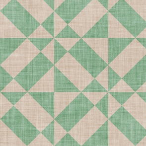 Large jumbo scale // Geometric Portuguese tiles inspiration 1 // jade green and greige
