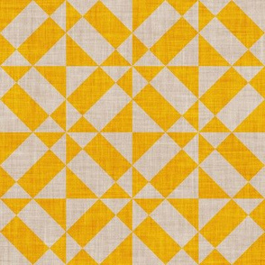 Small scale // Geometric Portuguese tiles inspiration 1 // goldenrod yellow and greige