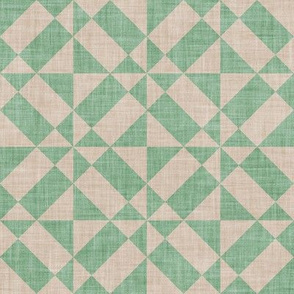 Small scale // Geometric Portuguese tiles inspiration 1 // jade green and greige