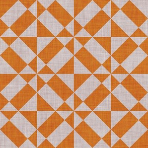 Small scale // Geometric Portuguese tiles inspiration 1 // orange and grey