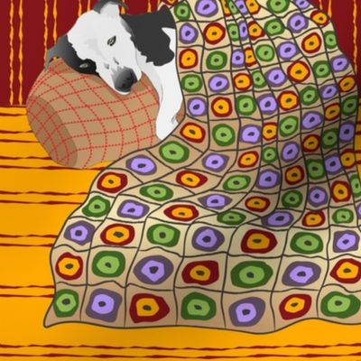 Patchwork Dog with Blanket