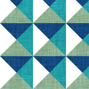 Large jumbo scale // Geometric tiles inspiration 5 // white classic blue peacock and jade green squares