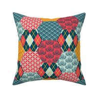 Grandma Chic Hexagon Patchwork Cheater Quilt