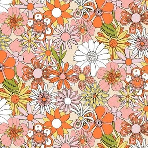 Chelsea* (Kimberly) || vintage 60s 70s enamel pin brooch flower floral garden pastel sheet illustration spring summer orange