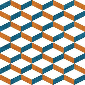 Small scale // Geometric tiles inspiration 3 // orange white and teal