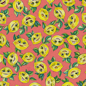 Sour Face Lemons on Pink by ArtfulFreddy