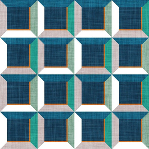 Normal scale // Geometric tiles inspiration 4 // orange teal and green