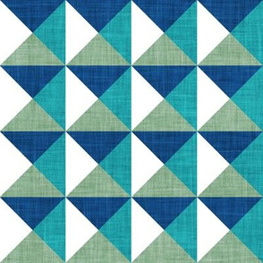 Small scale // Geometric tiles inspiration 5 // white classic blue peacock and jade green squares