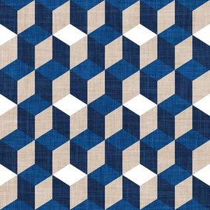 Small scale // Geometric tiles inspiration 6 // white greige classic and midnight blue cubes