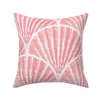 Watercolor Seashell Scallop Pattern in Coral Pink, nautical, coastal, seaside beach summer