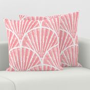 Watercolor Seashell Scallop Pattern in Coral Pink, nautical, coastal, seaside beach summer