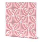 Watercolor Seashell Scallop Pattern in Coral Pink, nautical, coastal, seaside beach summer