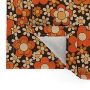 Flower power, 70s, 60s, retro, - rustic orange (8")