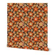 Flower power, 70s, 60s, retro, - rustic orange (8")