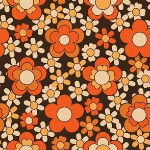 Flower power, 70s, 60s, retro, - rustic orange (8")