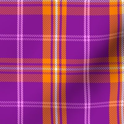 Aloha Patchwork Plaid- Violet and Tangerine 