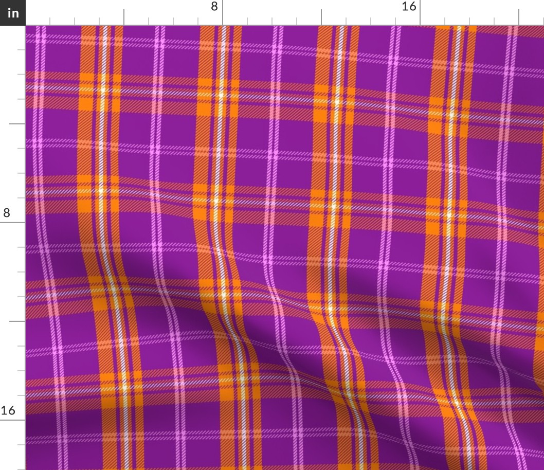 Aloha Patchwork Plaid- Violet and Tangerine 