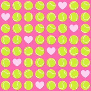 Tennis Balls & Hearts on Pink