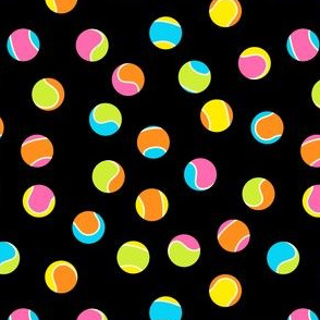 Bright Multi-Colored Tennis Balls on Black