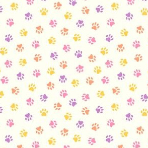 Paw Prints in Orange, Yellow, Pink & Purple