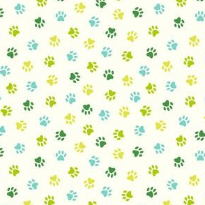 Paw Prints in Green & Aqua