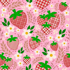 Plaid Strawberry Toss - Large Scale