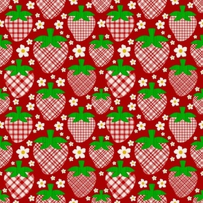 Plaid Strawberries - Medium Scale