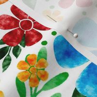 Bright Watercolor Flowers - Large Scale