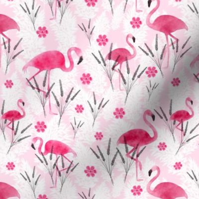 Flamingos in the Pampas Grass - Medium Scale