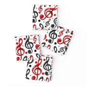 Treble Clefs in Red and Black - Large Scale
