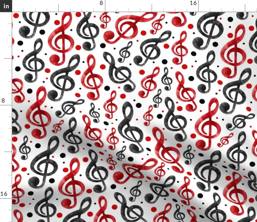 Treble Clefs in Red and Black - Large Scale