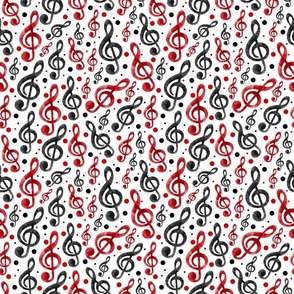 Treble Clefs in Red and Black - Medium Scale
