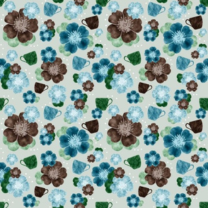 Spoonflower Fabric - Woodland Sage Florals Green Flowers Gray Beige Olive  Printed on Minky Fabric by the Yard - Sewing Quilt Backing Plush Toys 