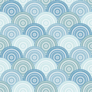 Soft Blue Mandalas - Medium Scale