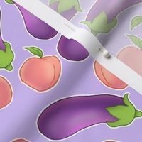 Eggplants and Peaches on Purple