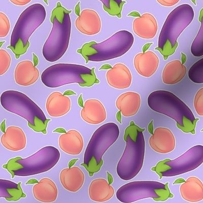 Eggplants and Peaches on Purple