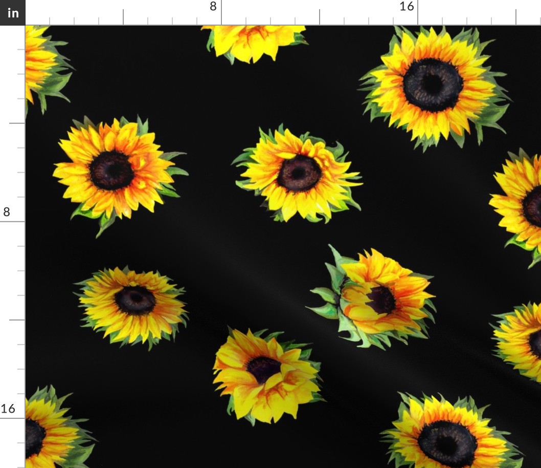 90s Sunflowers on black 