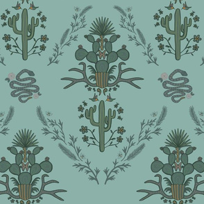 Desert damask in Aegean teal (medium)