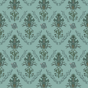 Desert damask in Aegean teal (large)