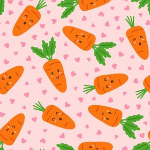 Kawaii Carrots & Hearts on Pink