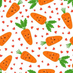Kawaii Carrots & Red Hearts