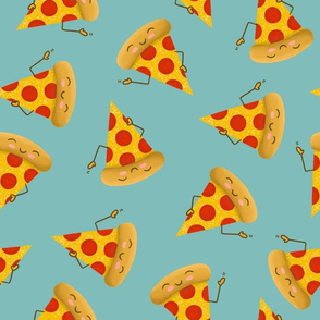Happy Pizza on Teal