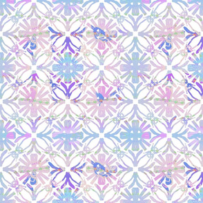Sweet Hawaiian  Lavender Turquoise Patchwork Half Scale 12x12