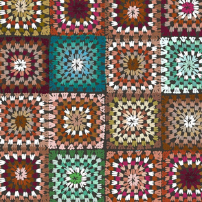 Granny squares in multicolor, large scale