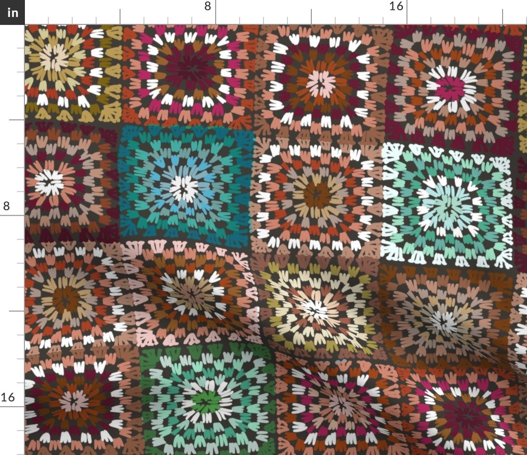 Granny squares in multicolor, large scale