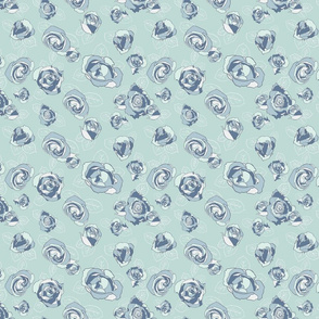 Retro Roses-Blue and White-Small