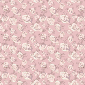 Retro Roses-Pink and Brown-Small