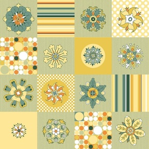 Sunny Flowers Cheater Quilt large