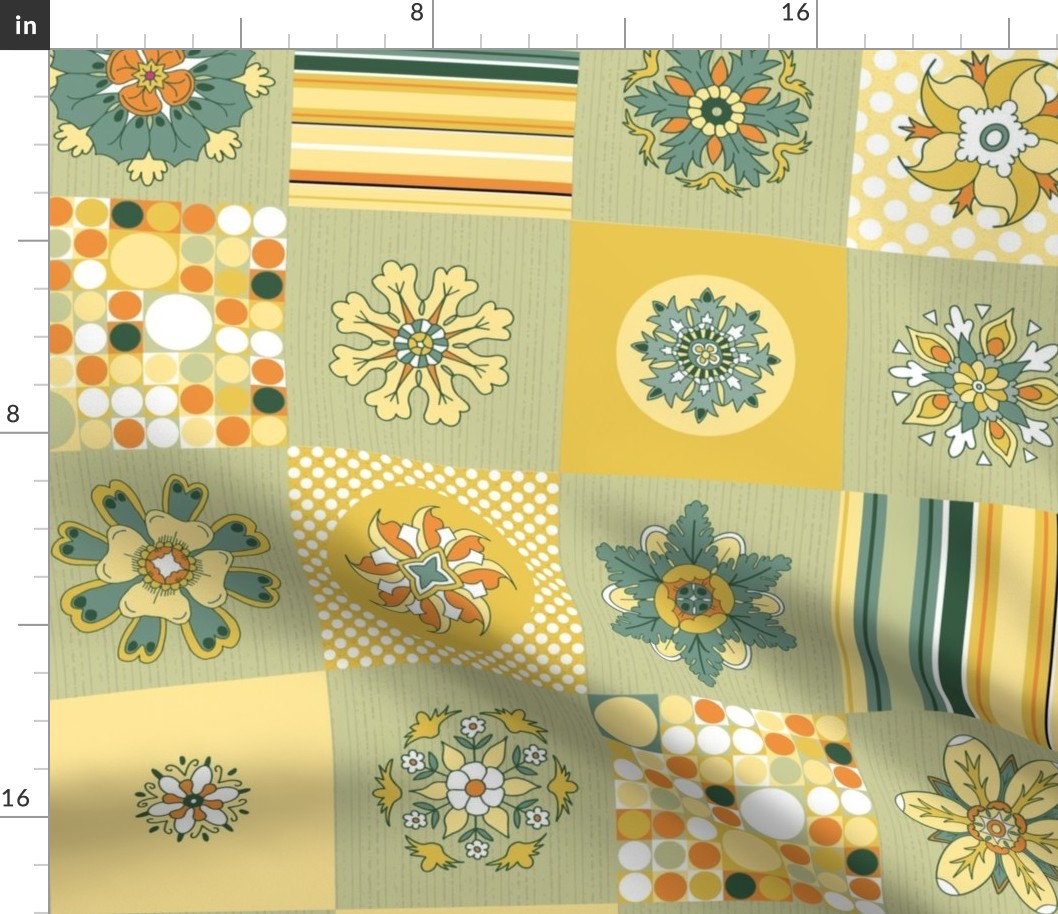 Sunny Flowers Cheater Quilt large